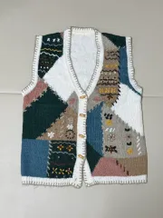 ヴィンテージ 刺繍 ニット ベスト F