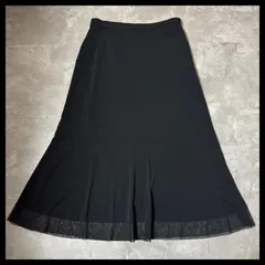 KOSAKA ロングスカート フレア 切替 裾シアー ブラック 15号 XL きれいめ フォーマル