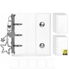 妻の手作り シール帳 透明 A8サイズ はがせる 女の子 シールバインダー シール手帳 クリアバインダー 3穴 シール収納 推し活グッズ シール台紙20枚セット 3層構造 PP＆専用アクセサリー付き