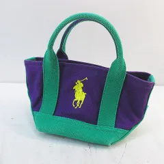 ポロ ラルフローレン POLO RALPH LAUREN トートバッグ ポニーステッチ パープル バイカラー キャンバス地 