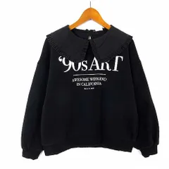 ザラ ZARA トレーナー スウェット フリル襟付 英字 裏フリース コットン ストレッチ 長袖 13-14 黒 ブラック オフ白 女の子 ジュニア