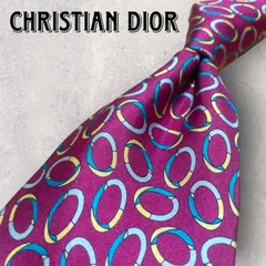 Christian Dior ディオール アート柄 リング 輪 ネクタイ ボルドー