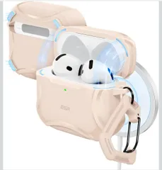 ★ESR AirPods 第4世代ケース (HaloLock) AirPods 第4世代 ケース(2024) (USB-C) 対応 MagSafe 対応 強力落下防止 マグネット蓋 Cyberシリーズ 砂漠チタン