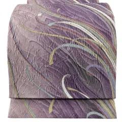 【美品】 袋帯 秀品 幾何学模様 金彩 紫 全通 正絹 【中古】