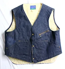 70s 80s ビンテージ 濃紺デニム デニムボアベスト ビッグサイズ XXL カーターズ Carter's Talonジップ