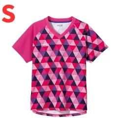 【新品・半額】卓球 ゲームシャツ ユニフォーム カラフル トライアングル レディース ゲームシャツ S ヴィクタス VICTAS ピンク 612104 ユニホーム 332