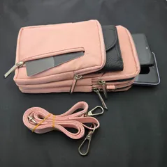 ピンク スマホショルダーバッグ 収納 ポシェット 撥水加工