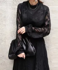 ワンピース 綺麗 長袖 透け感 マキシプリーツスカート お呼ばれ