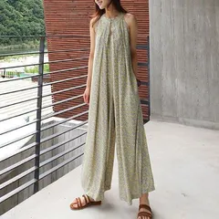 ワンピース風 サロペット リゾート マキシ丈 ロング 【送料込】