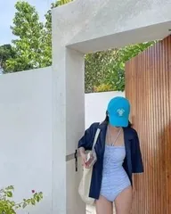 ワンピース水着ビキニ チェック柄ベア