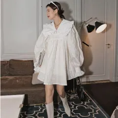 可愛い フレア フリル襟 ミニワンピースドレス パーティー