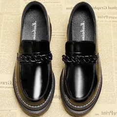 韓国系 カジュアル チェーン ローファー 厚底 シンプル きれいめ