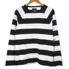 アニエスベーオム Agnes b. homme ボーダーTシャツ カットソー 長袖 ラグランスリーブ T0 XS相当 ブラック ホワイト /X