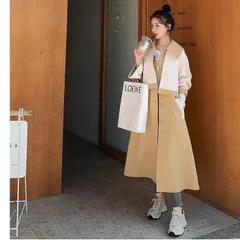 秋冬アウター 重ね着風 ロングトレンチコート 全3色 今季新作