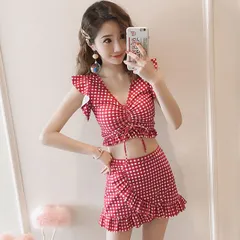 水着 可愛い ギンガムチェック Vネック タンキニ フリル 全2色