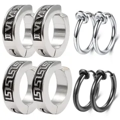 【新着商品】フェイク ピアス めんず クロス リングピアス ノンホール フープ イヤリング イヤーカフ フェイクピアス メンズ ユニセックス アレルギー対応 プレゼント