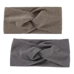 【在庫処分】ワイドヘアバンド 2色セット ヘアバンド ヘアターバン 髪り レディース 柔らかい 伸縮性 速乾 吸水 おしゃれ 可愛い 洗顔 お風呂 ヨガ 化粧 スポーツ お出かけ 旅行用 デイリーユース (ダークグレー+コーヒー色)