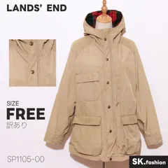 訳あり LANDS'END アウター 90s フード付き コットン生地 チェック裏地 比翼仕立て フィールドジャケット