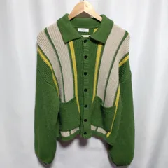 MUHET ミュエータ ニット カーディガン M ストライプ グリーン×ベージュ×イエロー