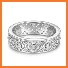 【新品】 [Jeulia] レースインスパイアード エングレーブド エタニティ ハワイアンジュエリー リング 指輪 モアッサナイトリング リング レディース スターリング シルバー925 指輪 GRA認証付き (モアッサナイト, 11) 0