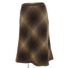 レリアン Leilian グラデーション チェック ロングスカート 9 茶 ブラウン /FF ■YHS1