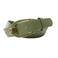 クリスチャンディオール Christian Dior ナローベルト レザー ゴールド金具 ロゴ トップ式 オリーブ 緑 1203 IBO86