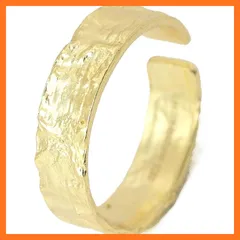 【新品】 ゴールド シルバー925 18K 18金 本物 ハンマードテクスチャーリング 指輪 フリーサイズ ゴールドカラー 幅広 オープンリング 韓国風 メンズ レディース シンプル 太め 巾着付き カジュアル おしゃれ 可愛い かっこいい 人気 ブランド 1