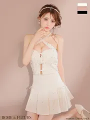 アイボリー [FM4400-IV-2507] fm4400【ROBE de FLEURS/ローブドフルール】クロスホルター/ ビジュー/ AngelR エンジェルアール