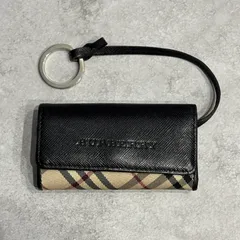 BURBERRY バーバリー ノバチェック キーケース 4連 キーリング付き キーホルダー レザー ブラック 黒 ベージュ メンズ レディース ユニセックス