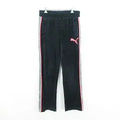 プーマ PUMA パンツ ボトムス ベロア ロング丈 ロゴ M ブラック×グレー スポーツウェア ※EKM