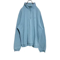 【ロゴ刺繍】IZOD ハーフジップスウェットトレーナー　水色　XL