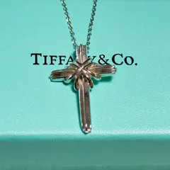 【美品】Tiffany & Co. ティファニー　シグネチャー クロス ネックレス 925/750 ヴィンテージ