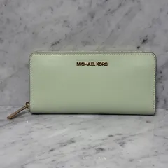 美品 MICHEAL KORS マイケルコース 長財布 本革 ラウンドファスナー ジップ パステルカラー パステルグリーン