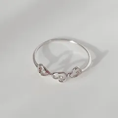 K10WG 華奢 極細 ハートリング（ダイヤモンド＆CZ）ホワイトゴールド｜K10WG Heart Ring Diamond & CZ