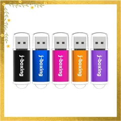 5個セット USBメモリ 8GB USBフラッシュドライブ J-boxing USBフラッシュメモリ マルチカラー（黒、青、ピンク、オレンジ、紫） 0