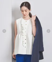 167y*美品 ユナイテッド アローズ UNITED ARROWS フリル ニットベスト 白