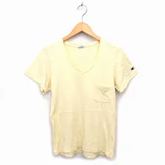 チャンピオン CHAMPION カットソー Tシャツ Vネック コットン 綿 透け感 ロゴ 半袖 M 黄 イエロー /NT24