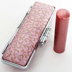 印鑑 はんこ セット メタリック 天然本水牛 ピンク色 13.5mm 女性 銀行印 実印 シャーロット 印鑑ケース ケース付き 朱肉付き 印鑑セット 送料無料 ケース付セット かわいい 女性 女の子 旧字 特殊文字 作成 OK プレゼント 結婚 祝い ギフト