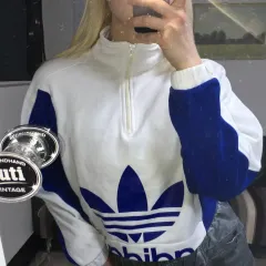 トゥーティー/0183 adidas アディダス 正規品 クロップド ハーフジップ スウェット ビックロゴ