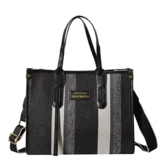 3色展開　2WAY　トートバッグ　ショルダーバッグ　ストライプ