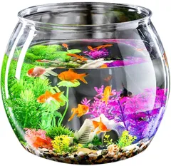 プラスチック水槽 メダカ 鉢 苔 アクリル水槽 アクアリウム 透明 プラスチック 爬虫類 海水 土 水槽 水槽台 ウーパールーパー 金魚鉢 爬虫類 ネオンテトラ(縦17cm×横20cm)