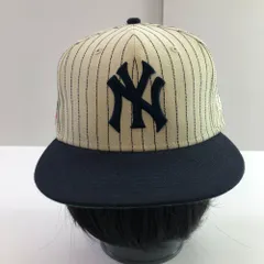 04w5982∞※【中古】 New Era ニューエラ 59FIFTY キャップ ニューヨーク ヤンキース ストライプ ホワイト/ネイビー 7 5/8 60.6cm 【八王子店】
