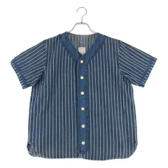 【美品】  visvim / ビズビム | DUGOUT SHIRT S/S INDIGO STRIPE ストライプ シャツ | 2 | インディゴ | メンズ