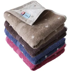 【在庫セール】imaa(アイマ) 今治タオル 認定 フェイスタオル 4枚セット ふわふわ 薄手 吸水速乾 日本製 綿100% 真空圧縮パック Dotアソート