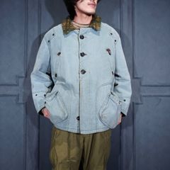 EU VINTAGE pooh jeans STITCH DESIGN BOA COLLAR DUCK JACKET/ヨーロッパ古着ステッチデザインボアカラーダックジャケット