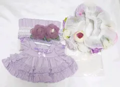 20cmぬい ぬいぐるみ服 パープルドレス+花ペチコート