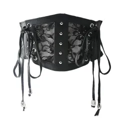 レディース ベルト ブラック 太め 黒 レザー調 ウエストベルト 韓国 パンク ファッション 量産型 パーティー 地雷系 ドレス コルセット ワンピース 太ベルト かわいい ゴムベルト おしゃれ コルセットベルト トレンド [ハルジオ] 人気