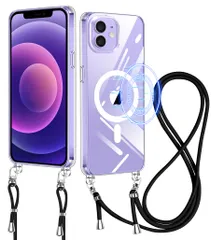 【新着商品】ケース クリア ショルダー iPhone iPhone 12 Pro 用 ケース MagSafe対応 iphone12pro 12 用 スマホケース 用 ワイヤレス充電 アイフォン12 12Pro カバー 肩掛け 斜めかけ 縄掛けケース PC+TP