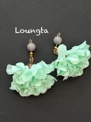 4196タッセルピアス ‪フリンジピアス グリーン 樹脂ピアス