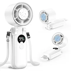 強力送風 5000mAh大容量 100段階風量調節 長時間稼働 1台多役 7枚羽根 手持ち/首掛け/卓上 せんぷうき 【瞬間冷却＆前後160°折り畳み】ハンディ扇風機 USB充電式 小型 携帯扇風機 液晶画面 残量表示 冷却プレート 静音 ミニファン 【202